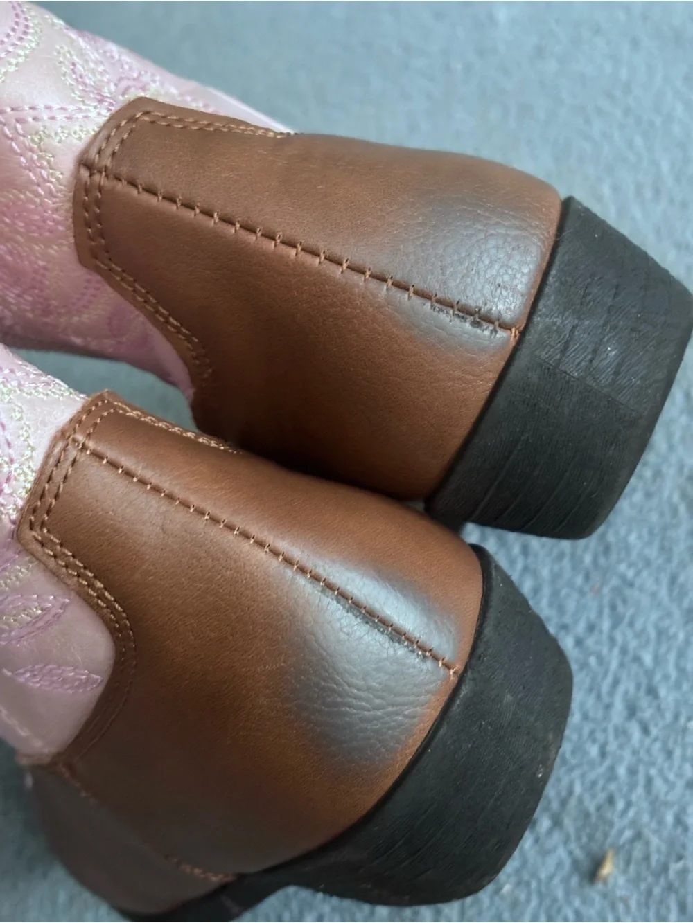 Kensie Girl Pink and Brown Zip-Up Western Cowgirl Style Boots | Size 3 (girl)
